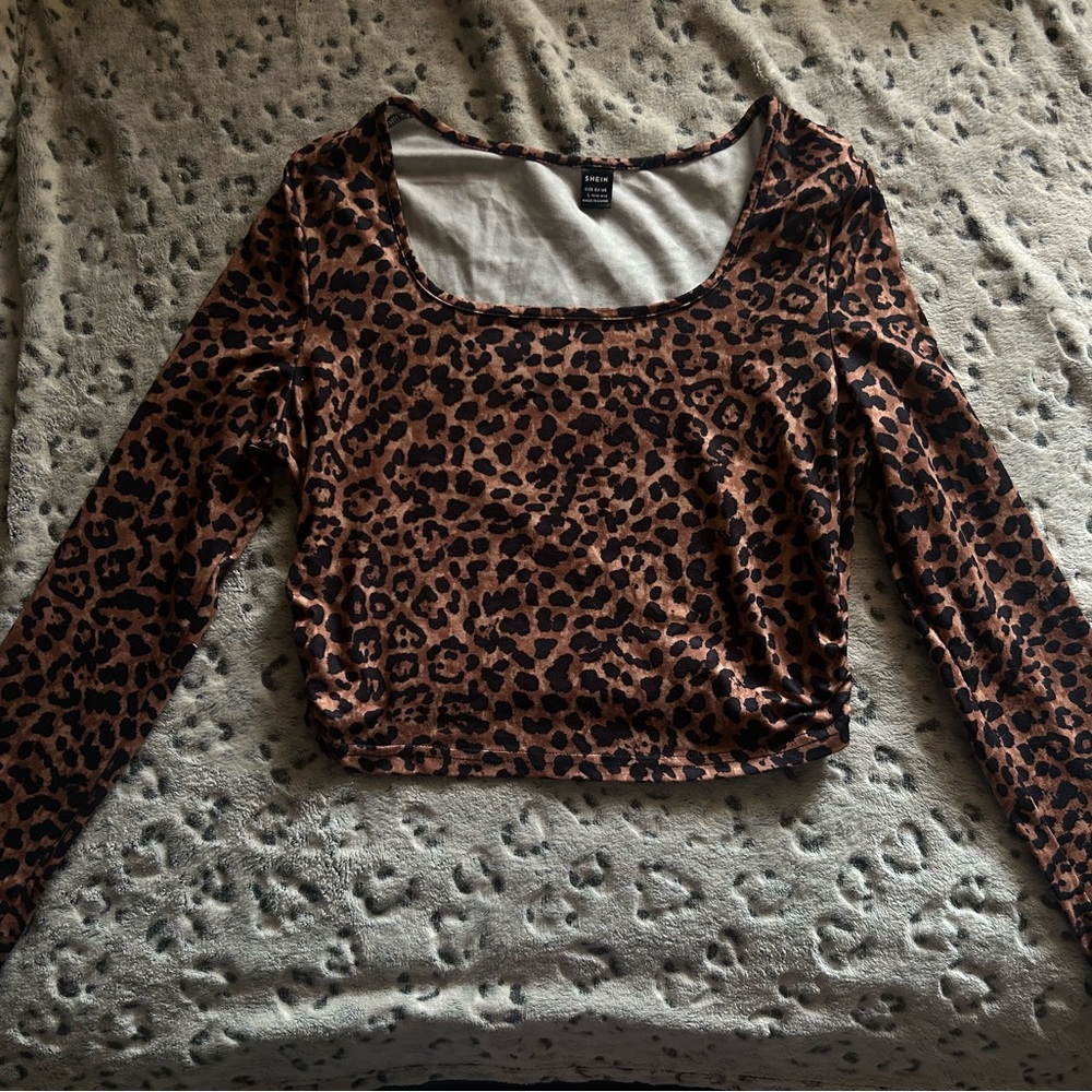 Brown Leopard Print Long Sleeve Top